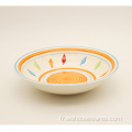 Vaisselle de la vaisselle Fleur Orange Set Impression à la main Dinnerset